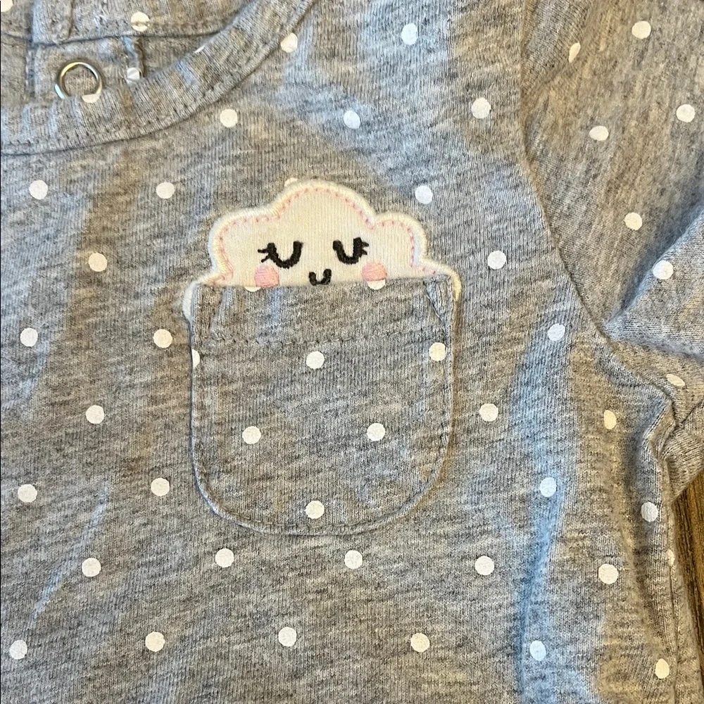 Carter's Gray Polka Dot Diaper Cover with Rainbow Cloud